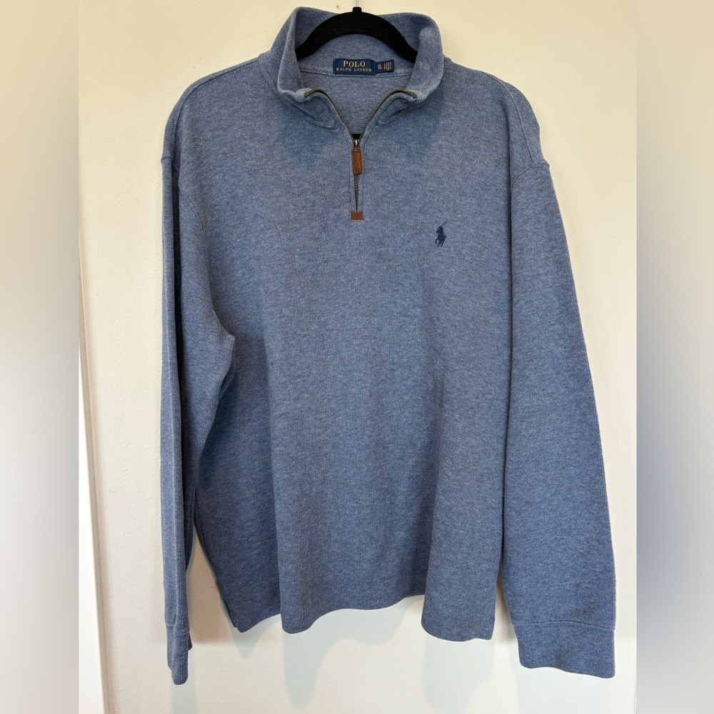 Polo by Ralph Lauren Heather Blue Quarter-Zip Sweatshirt 046